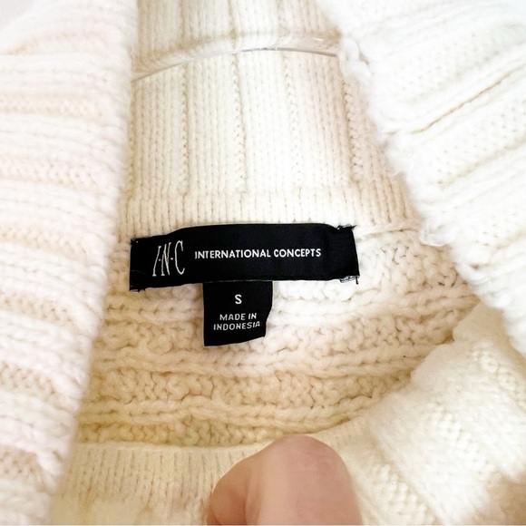 INC OFF-WHITE MOCK NECK CABLE KNIT SLEEVELESS SWEATER VEST WOMENS SMALL - Picture 2 of 4